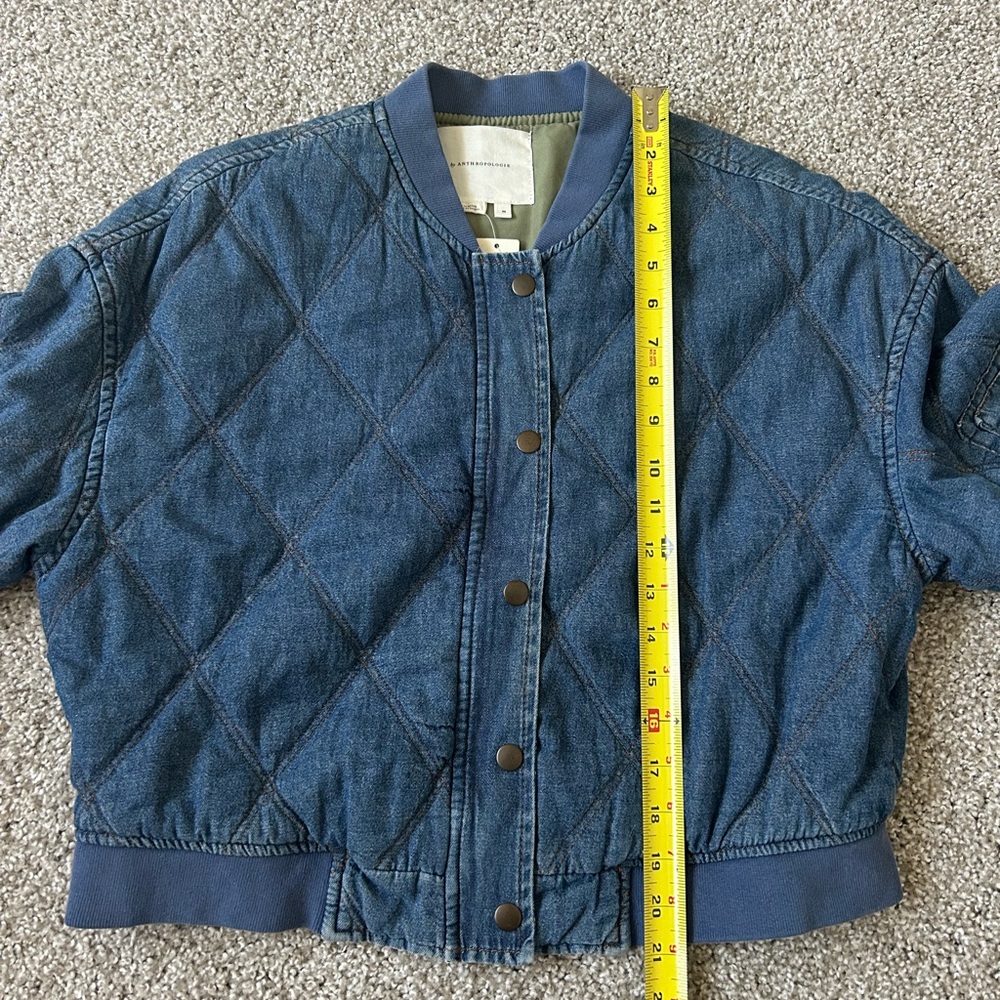 Anthropologie Lindy Quilted Denim Bomber Jacket in Indigo size Medium - Picture 14 of 15